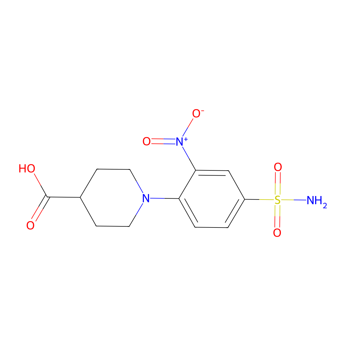 1-(2-Nitro-4-sulfamoylphenyl)piperidine-4-carboxylic acid molecular structure, CAS 790271-27-1