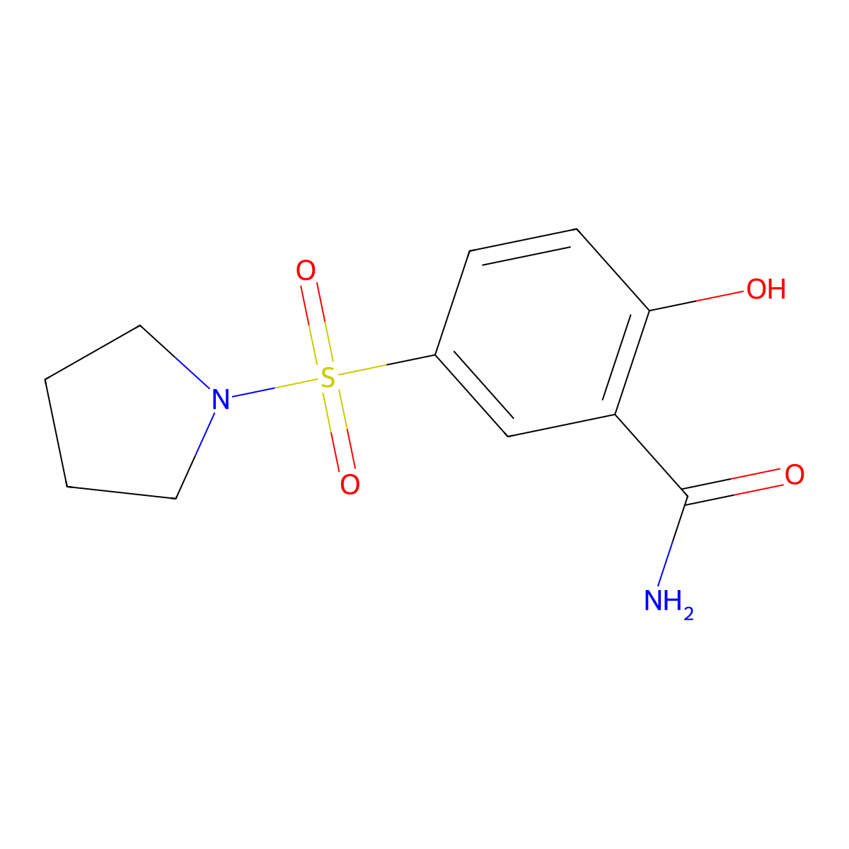 2-Hydroxy-5-(pyrrolidine-1-sulfonyl)benzamide molecular structure, CAS 790271-28-2
