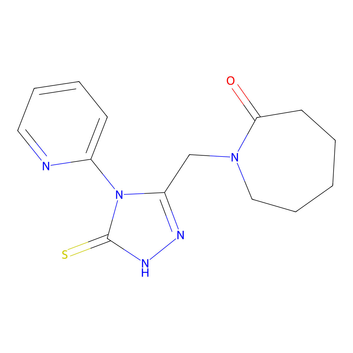 1-{[4-(pyridin-2-yl)-5-sulfanyl-4H-1,2,4-triazol-3-yl]methyl}azepan-2-one molecular structure, CAS 790272-08-1