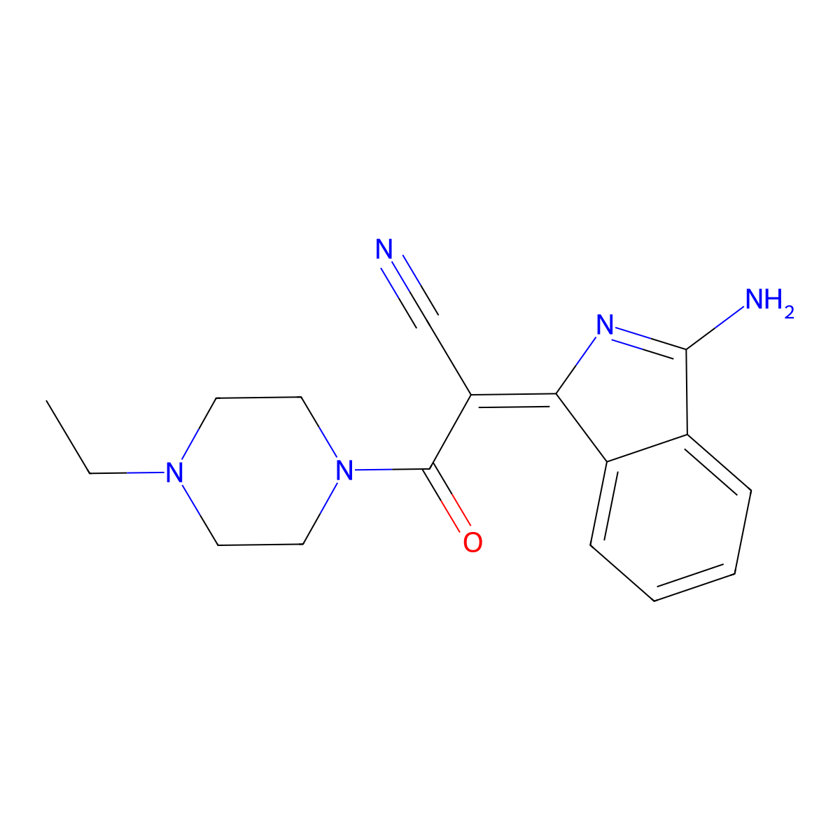 2-(3-Aminoisoindol-1-ylidene)-3-(4-ethylpiperazin-1-yl)-3-oxopropanenitrile molecular structure, CAS 790272-14-9