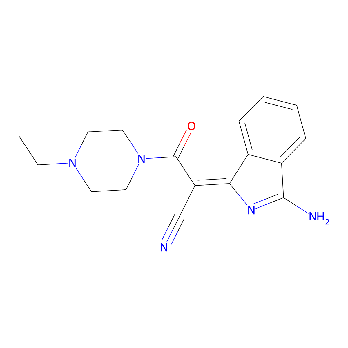 2-(3-Aminoisoindol-1-ylidene)-3-(4-ethylpiperazin-1-yl)-3-oxopropanenitrile molecular structure, CAS 790272-14-9