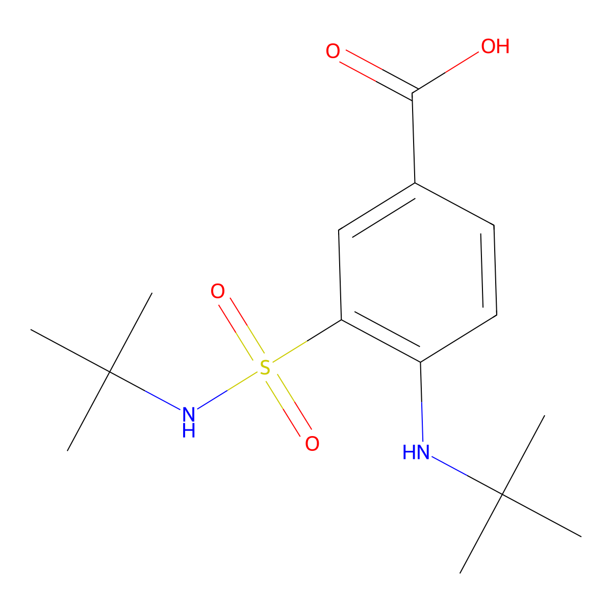 4-(tert-butylamino)-3-(tert-butylsulfamoyl)benzoic Acid molecular structure, CAS 790272-15-0