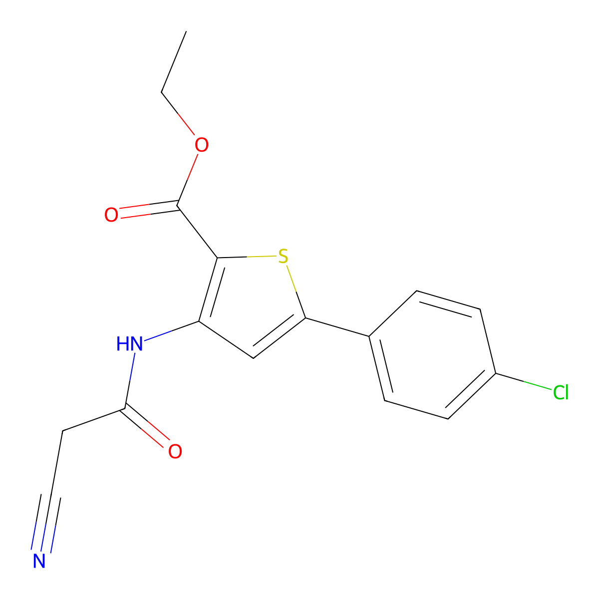 Ethyl 5-(4-chlorophenyl)-3-(2-cyanoacetamido)thiophene-2-carboxylate molecular structure, CAS 790272-19-4