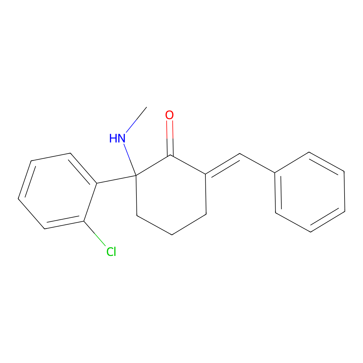6-Benzylidene-2-(2-chlorophenyl)-2-(methylamino)cyclohexanone molecular structure, CAS 790272-28-5