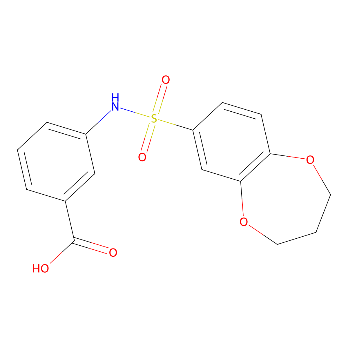 3-[(3,4-dihydro-2H-1,5-benzodioxepin-7-ylsulfonyl)amino]benzoic acid molecular structure, CAS 790272-30-9