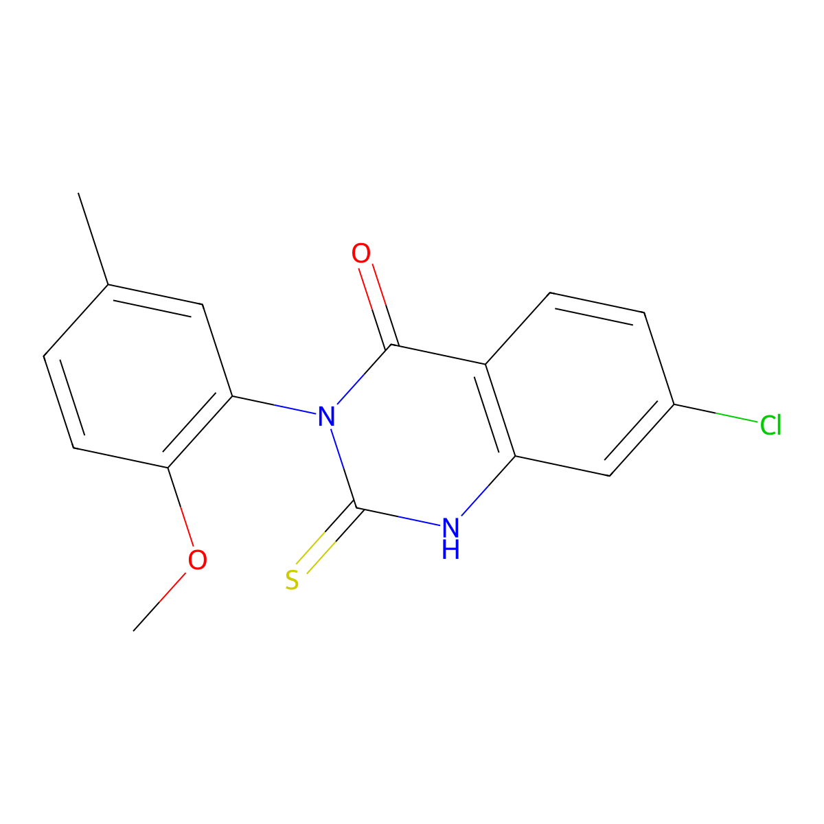 7-chloro-2-mercapto-3-(2-methoxy-5-methylphenyl)quinazolin-4(3H)-one molecular structure, CAS 790272-32-1