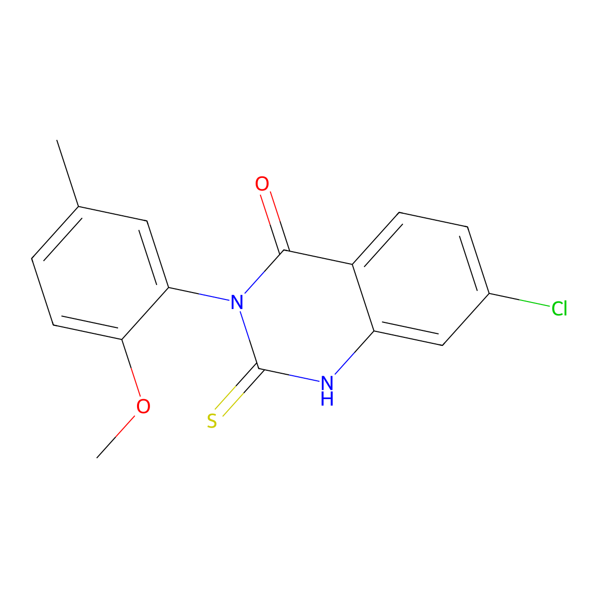 7-chloro-2-mercapto-3-(2-methoxy-5-methylphenyl)quinazolin-4(3H)-one molecular structure, CAS 790272-32-1