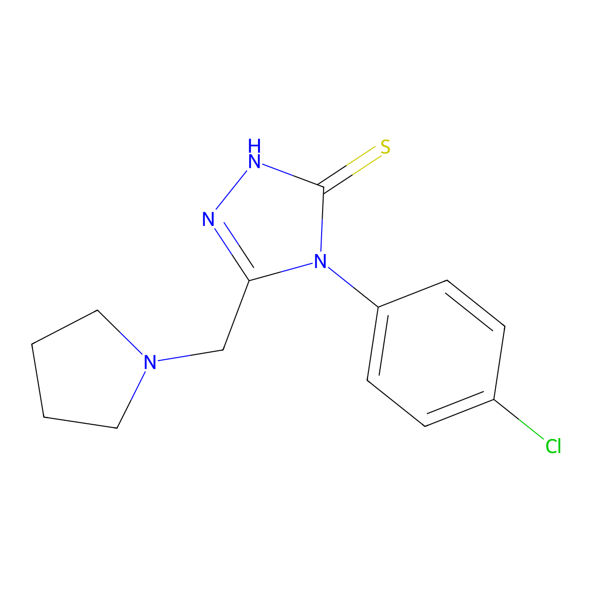 4-(4-chlorophenyl)-5-(pyrrolidin-1-ylmethyl)-4H-1,2,4-triazole-3-thiol molecular structure, CAS 790272-34-3