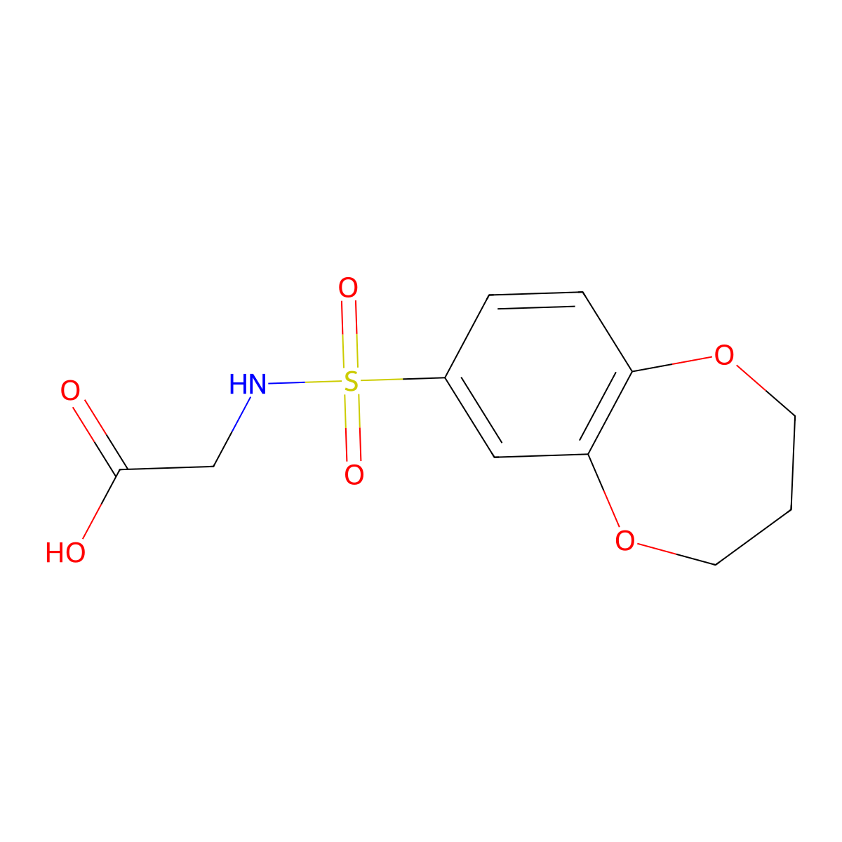 2-(3,4-dihydro-2H-1,5-benzodioxepine-7-sulfonamido)acetic acid molecular structure, CAS 790272-41-2