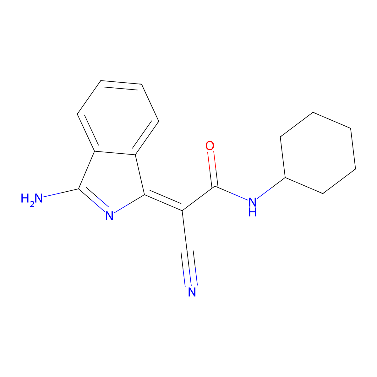 2-(3-amino-1H-isoindol-1-ylidene)-2-cyano-N-cyclohexylacetamide molecular structure, CAS 790272-42-3