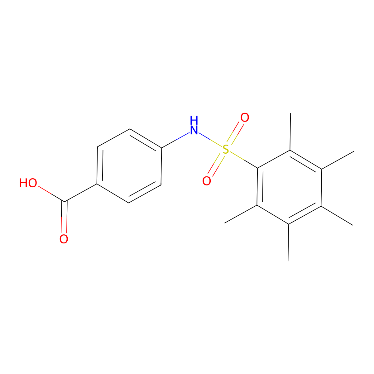 4-Pentamethylbenzenesulfonamidobenzoic acid molecular structure, CAS 790272-45-6