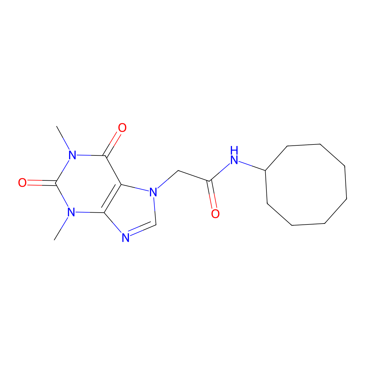 N-cyclooctyl-2-(1,3-dimethyl-2,6-dioxopurin-7-yl)acetamide molecular structure, CAS 790275-23-9