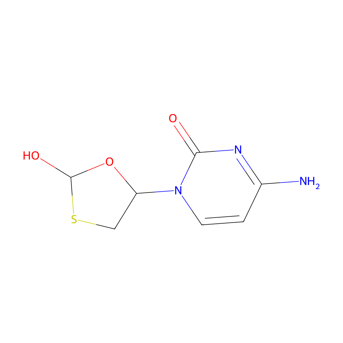 4-amino-1-(2-hydroxy-1,3-oxathiolan-5-yl)pyrimidin-2(1H)-one molecular structure, CAS 790299-37-5