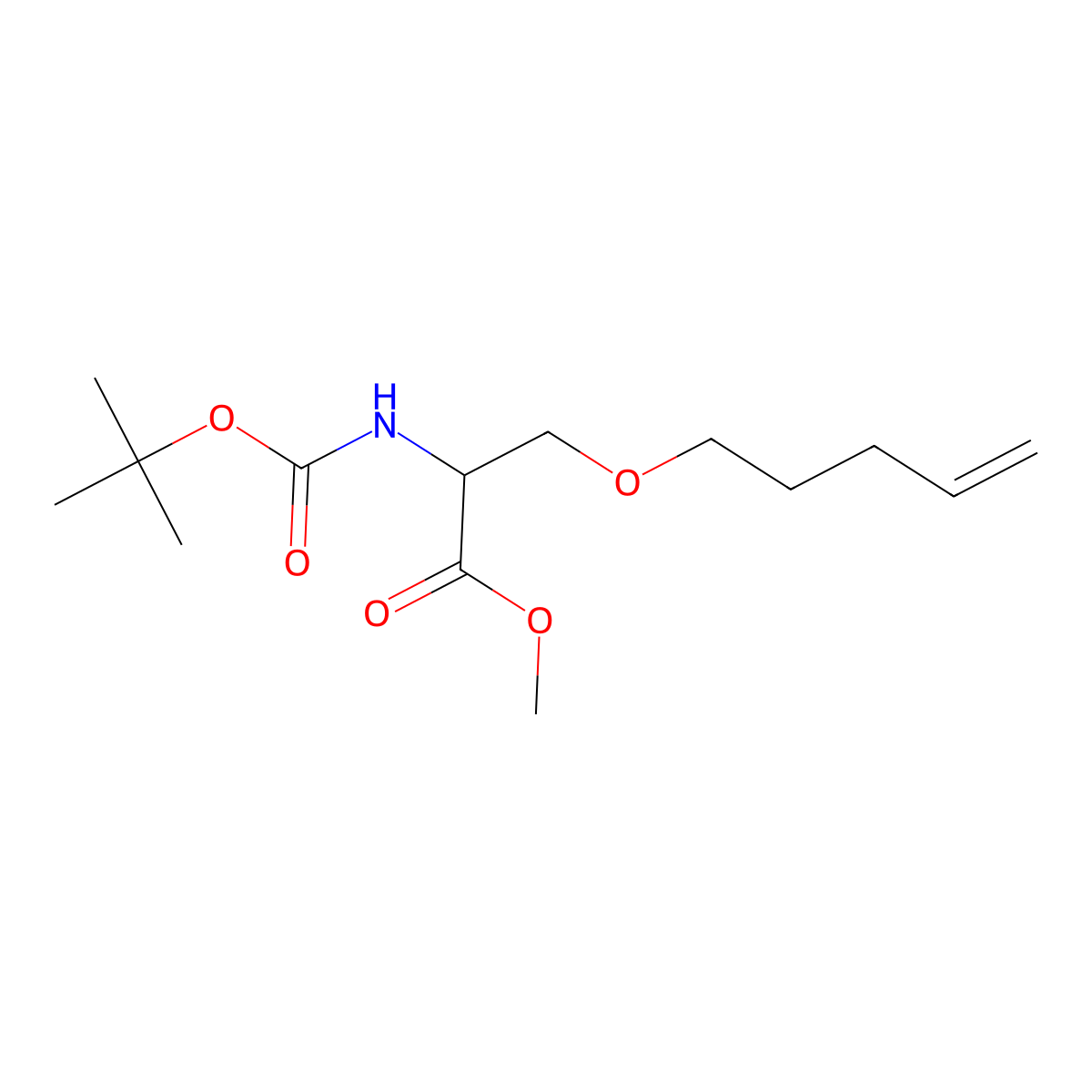 (S)-Methyl 2-((tert-butoxycarbonyl)amino)-3-(pent-4-en-1-yloxy)propanoate molecular structure, CAS 790304-99-3