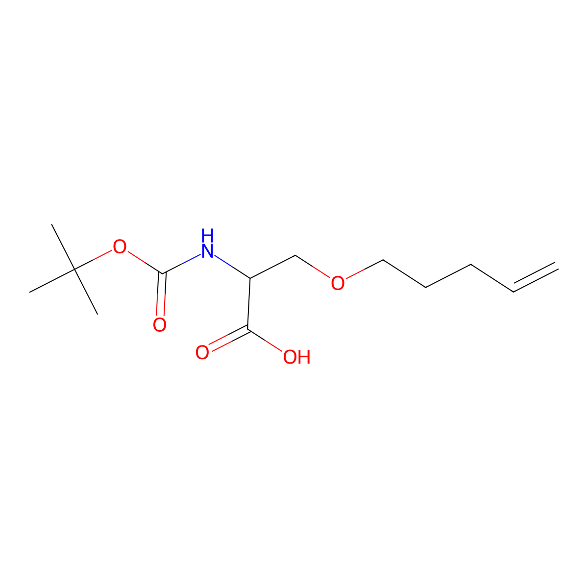 (S)-2-(tert-butoxycarbonylamino)-3-(pent-4-enyloxy)propanoic acid molecular structure, CAS 790305-00-9