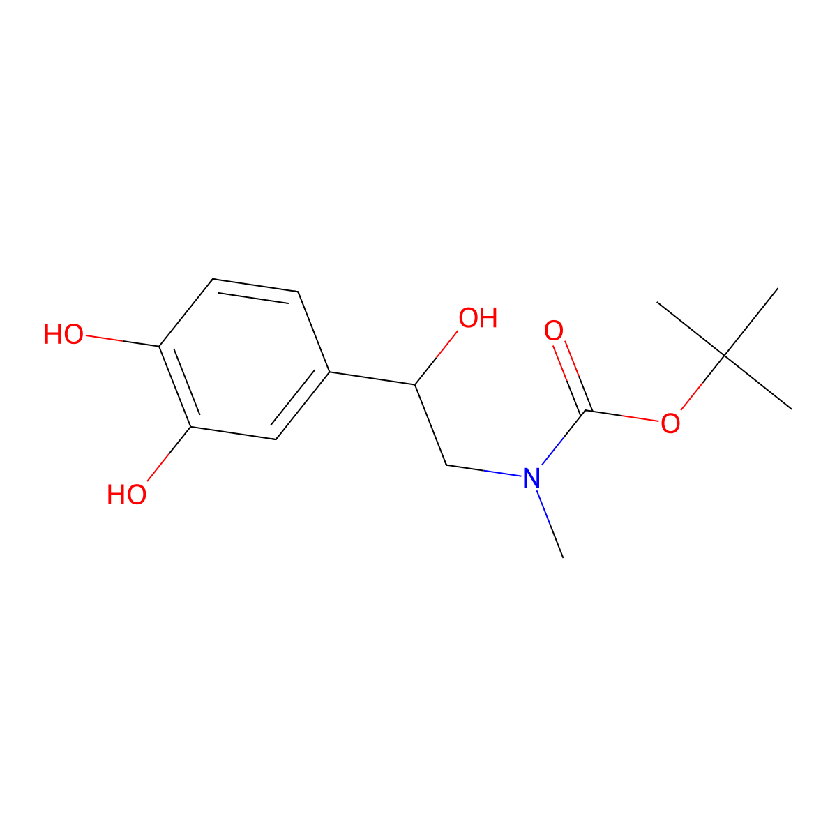 tert-butyl N-[(2R)-2-(3,4-dihydroxyphenyl)-2-hydroxyethyl]-N-methylcarbamate molecular structure, CAS 79059-65-7