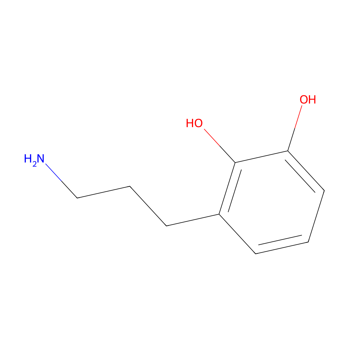 3-(3-Aminopropyl)benzene-1,2-diol molecular structure, CAS 790601-36-4