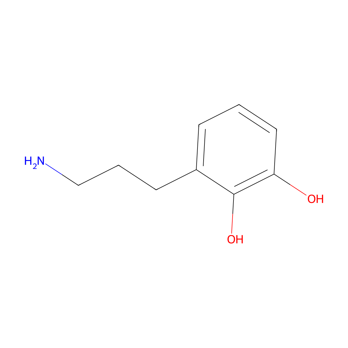 3-(3-Aminopropyl)benzene-1,2-diol molecular structure, CAS 790601-36-4