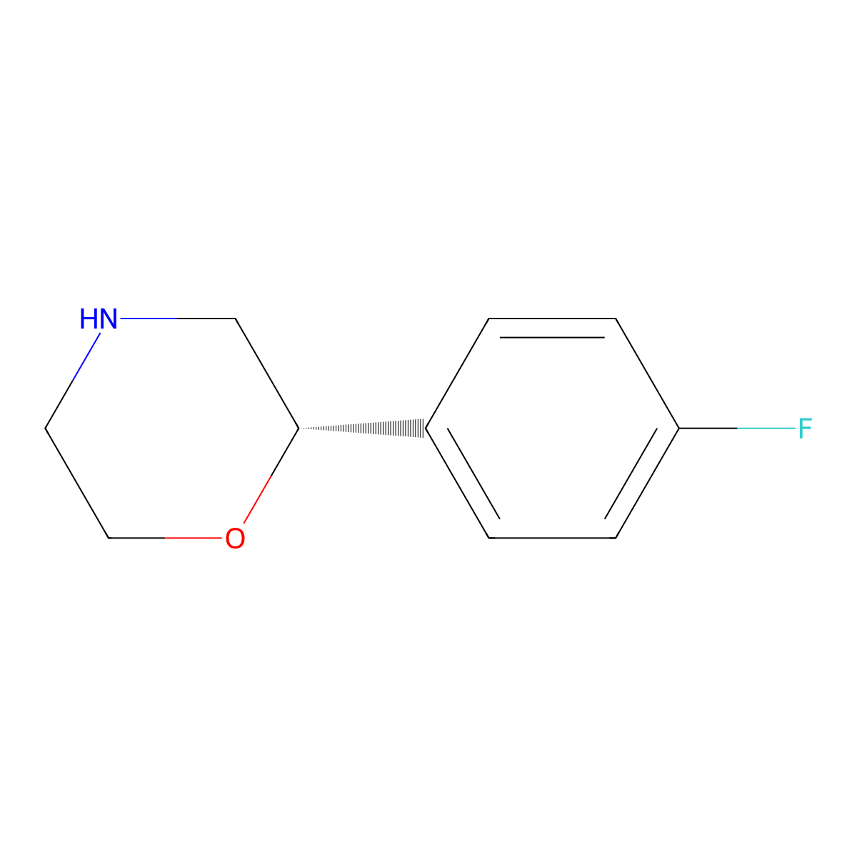 (2S)-2-(4-fluorophenyl)morpholine molecular structure, CAS 790655-16-2