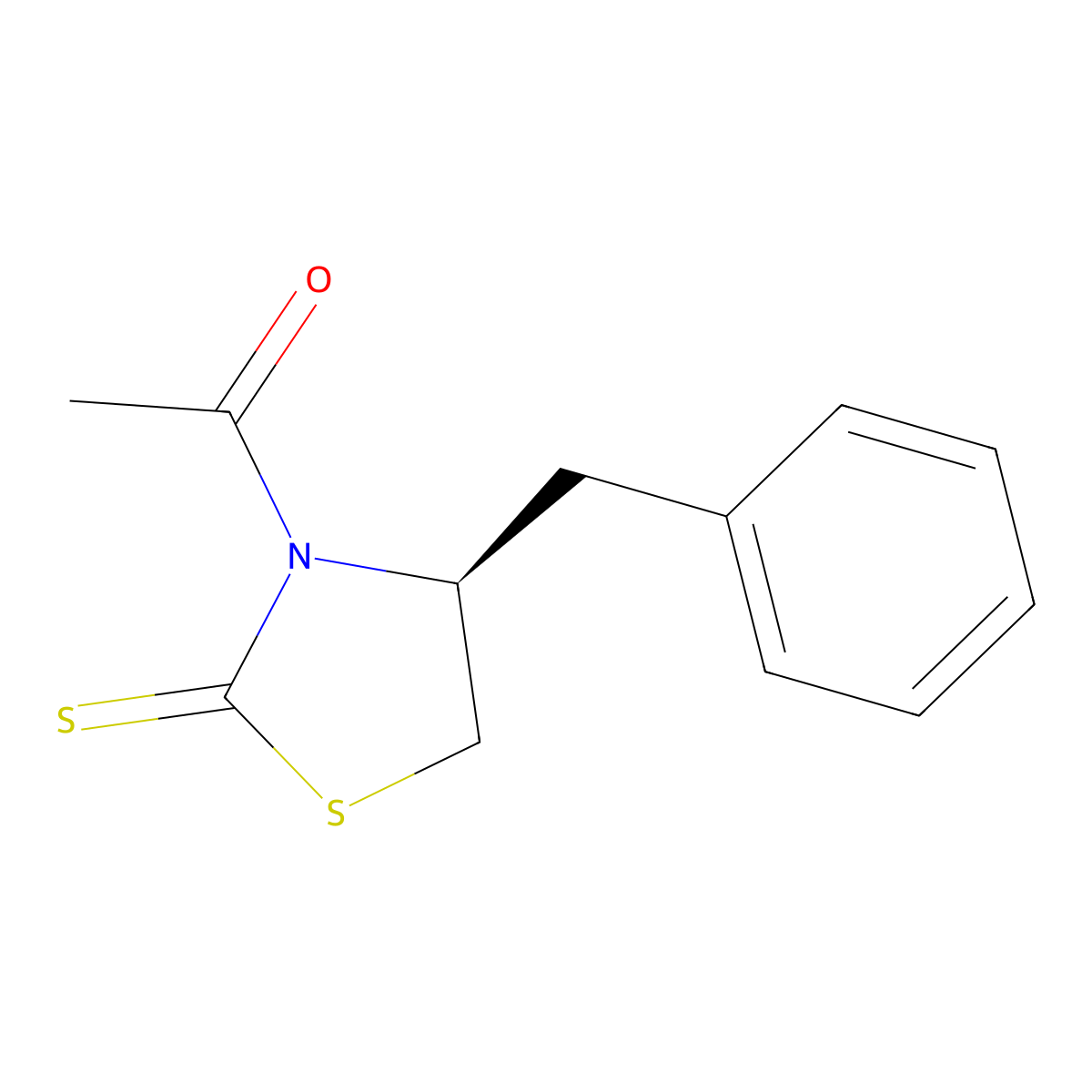 2-Thiazolidinethione, 3-acetyl-4-(phenylmethyl)-, (4S)- molecular structure, CAS 790661-41-5