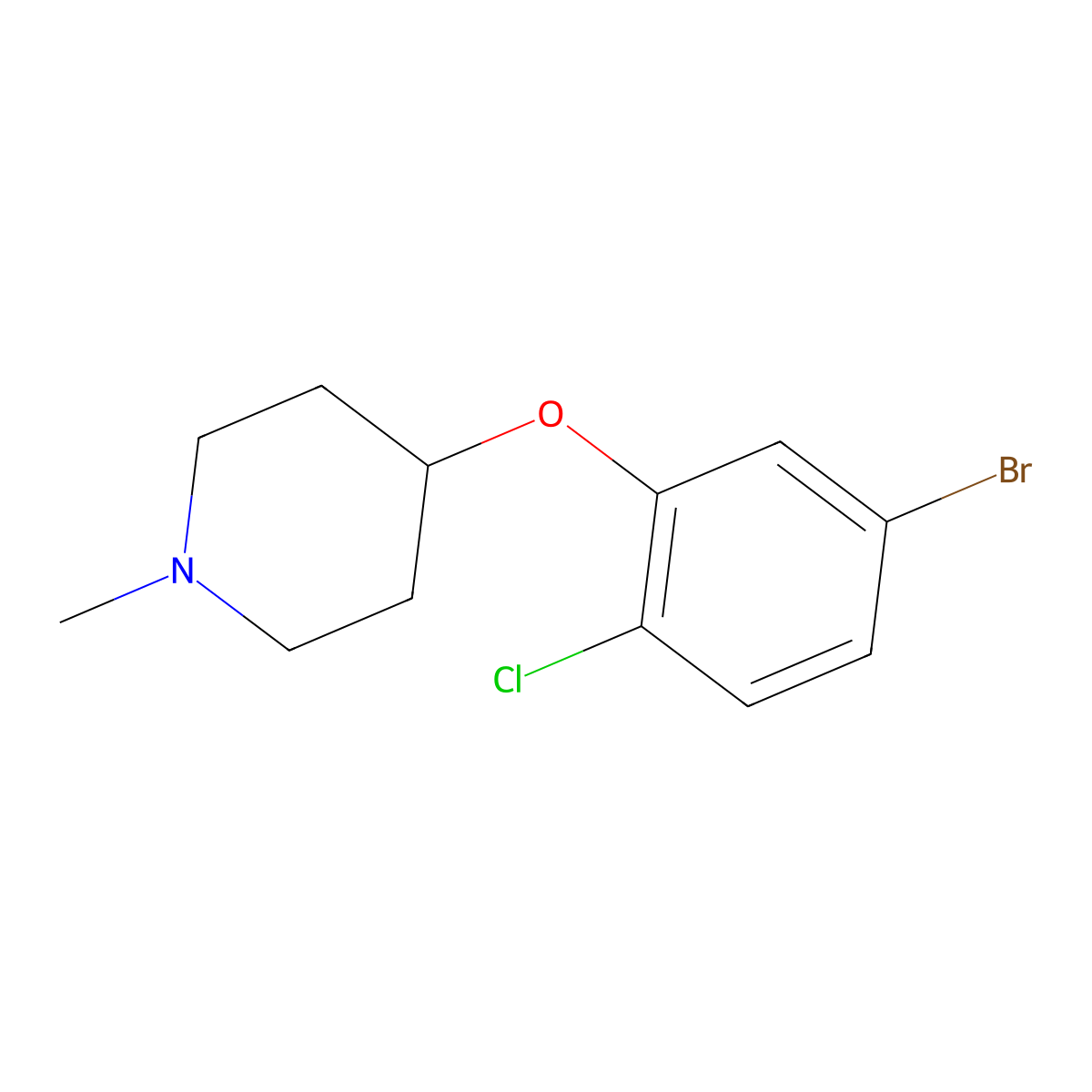 4-(5-Bromo-2-chlorophenoxy)-1-methylpiperidine molecular structure, CAS 790667-55-9