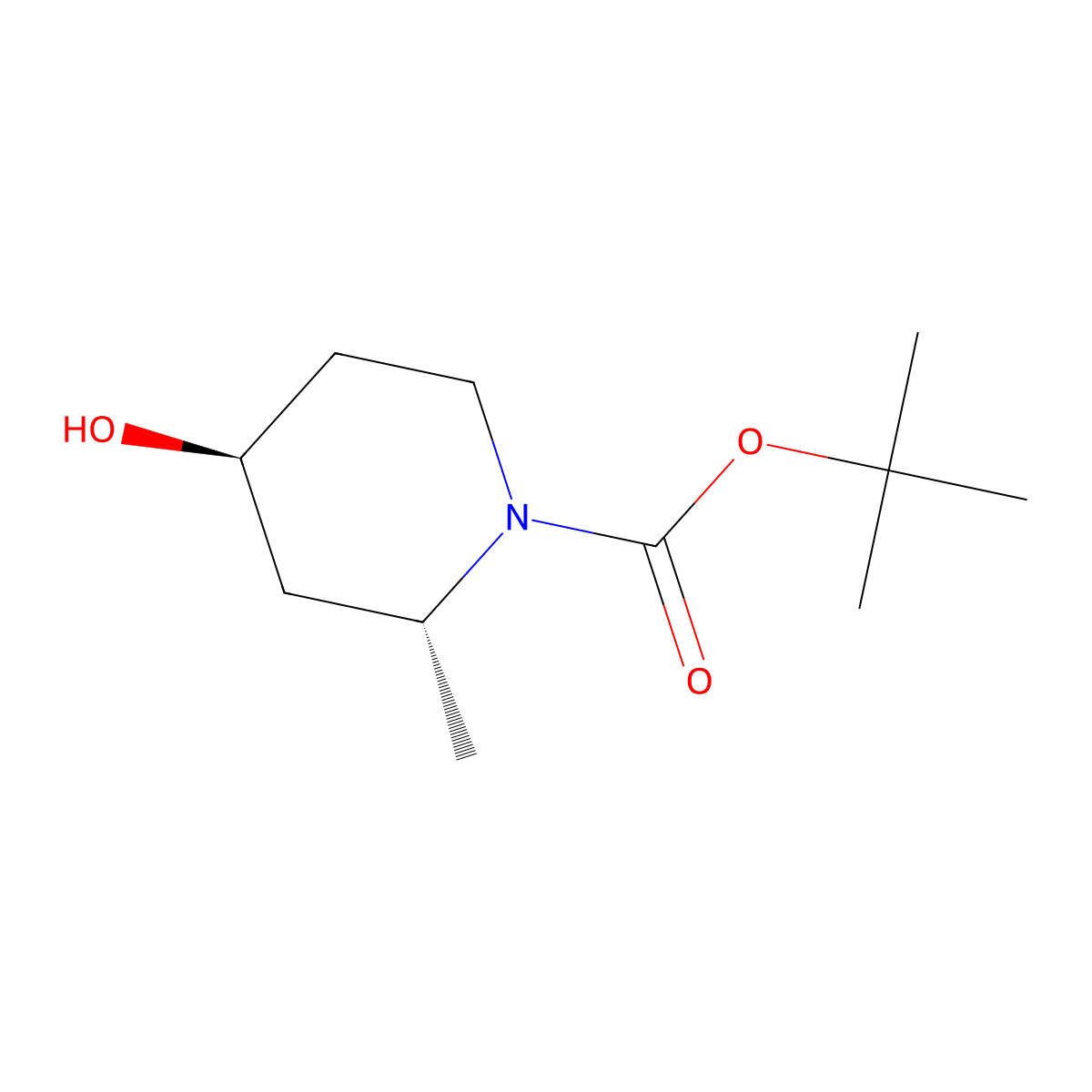 tert-butyl (2R,4S)-4-hydroxy-2-methylpiperidine-1-carboxylate molecular structure, CAS 790668-06-3