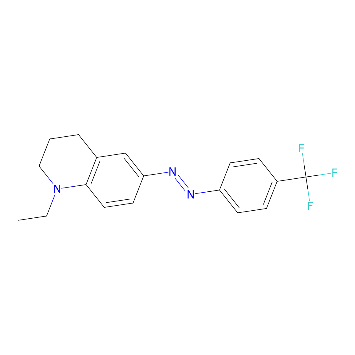 Quinoline, 1-ethyl-1,2,3,4-tetrahydro-6-[2-[4-(trifluoromethyl)phenyl]diazenyl]- molecular structure, CAS 79067-06-4