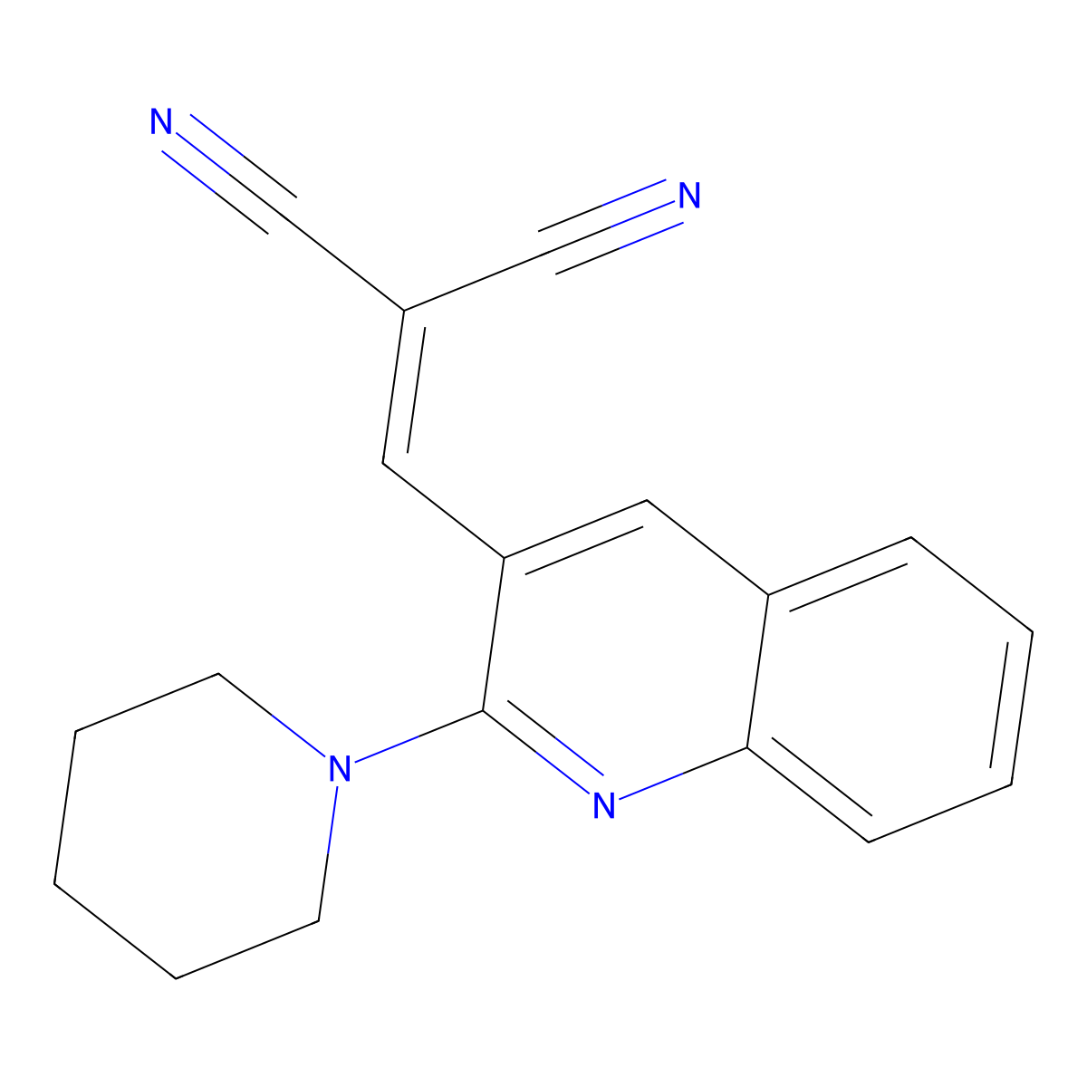 2-[(2-Piperidin-1-ylquinolin-3-yl)methylidene]propanedinitrile molecular structure, CAS 790681-53-7