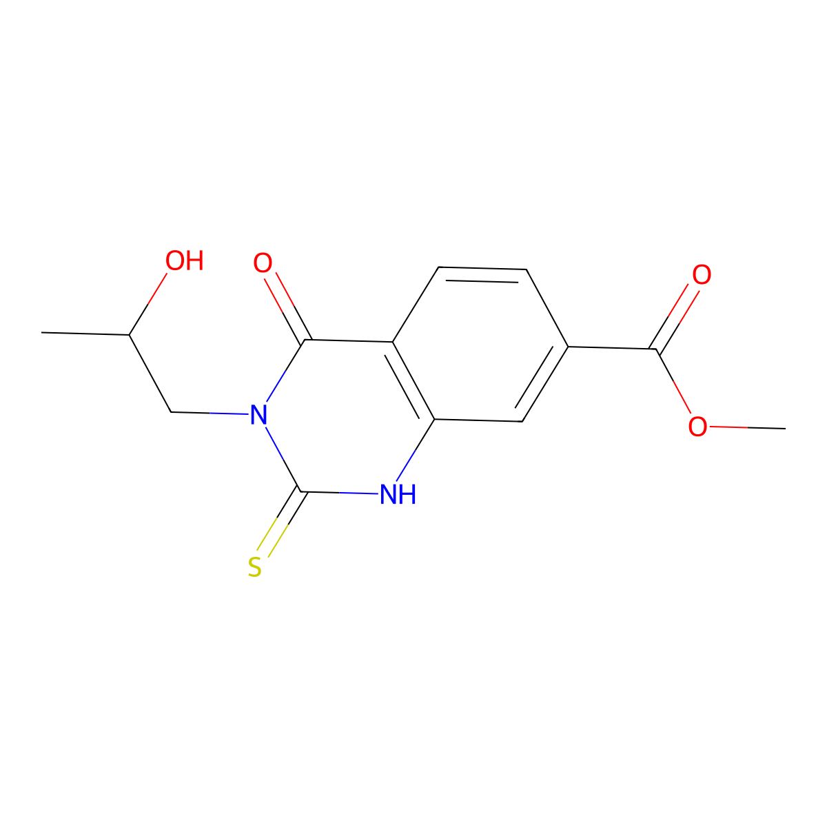 Methyl 3-(2-hydroxypropyl)-4-oxo-2-sulfanyl-3,4-dihydroquinazoline-7-carboxylate molecular structure, CAS 790681-61-7