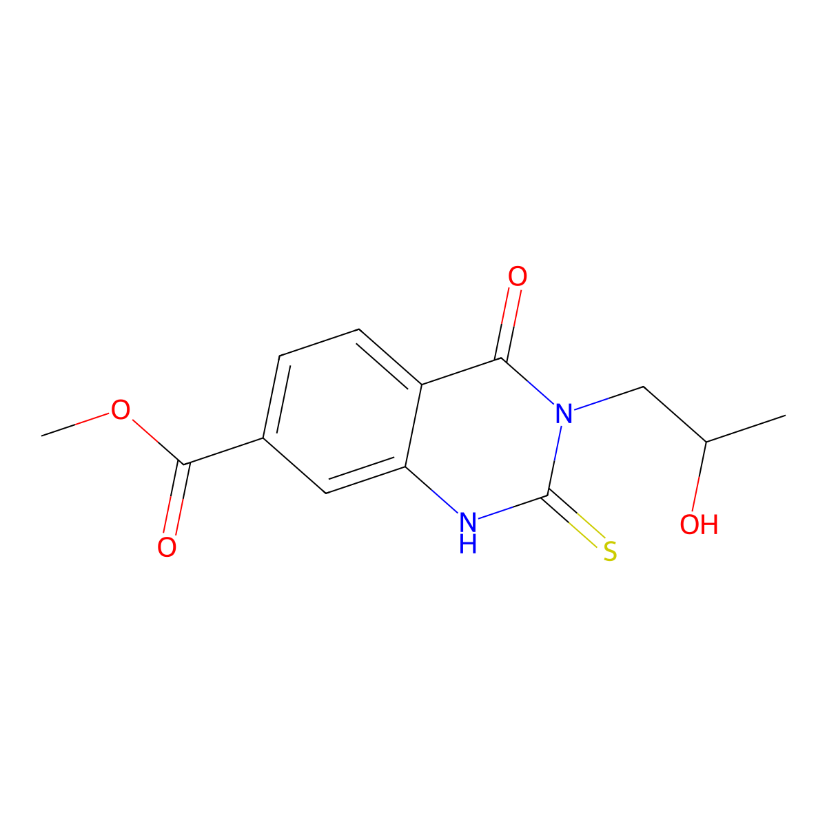 Methyl 3-(2-hydroxypropyl)-4-oxo-2-sulfanyl-3,4-dihydroquinazoline-7-carboxylate molecular structure, CAS 790681-61-7