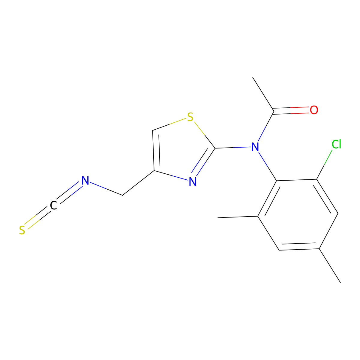 N-(2-chloro-4,6-dimethylphenyl)-N-[4-(isothiocyanatomethyl)-1,3-thiazol-2-yl]acetamide molecular structure, CAS 790681-64-0