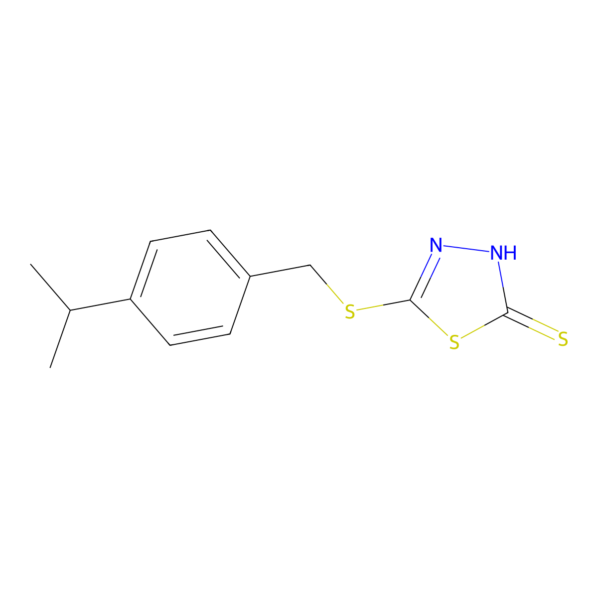5-({[4-(Propan-2-yl)phenyl]methyl}sulfanyl)-1,3,4-thiadiazole-2-thiol molecular structure, CAS 790681-66-2