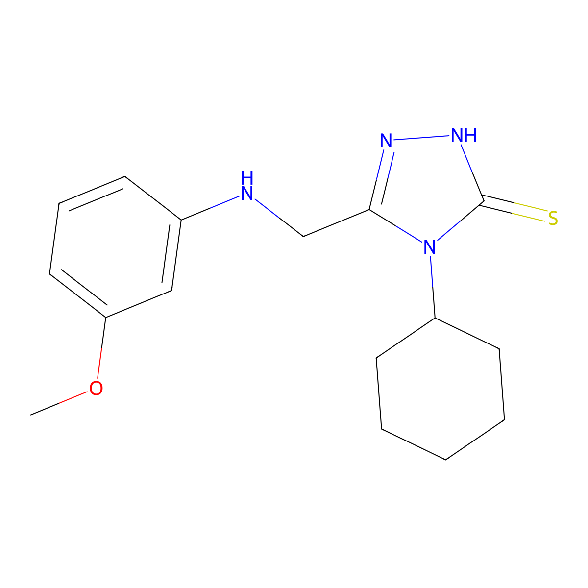 4-cyclohexyl-5-{[(3-methoxyphenyl)amino]methyl}-4H-1,2,4-triazole-3-thiol molecular structure, CAS 790681-68-4