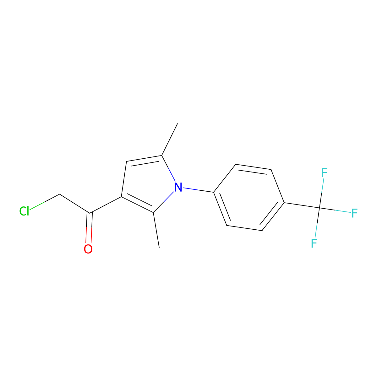 2-chloro-1-{2,5-dimethyl-1-[4-(trifluoromethyl)phenyl]-1H-pyrrol-3-yl}ethan-1-one molecular structure, CAS 790681-71-9