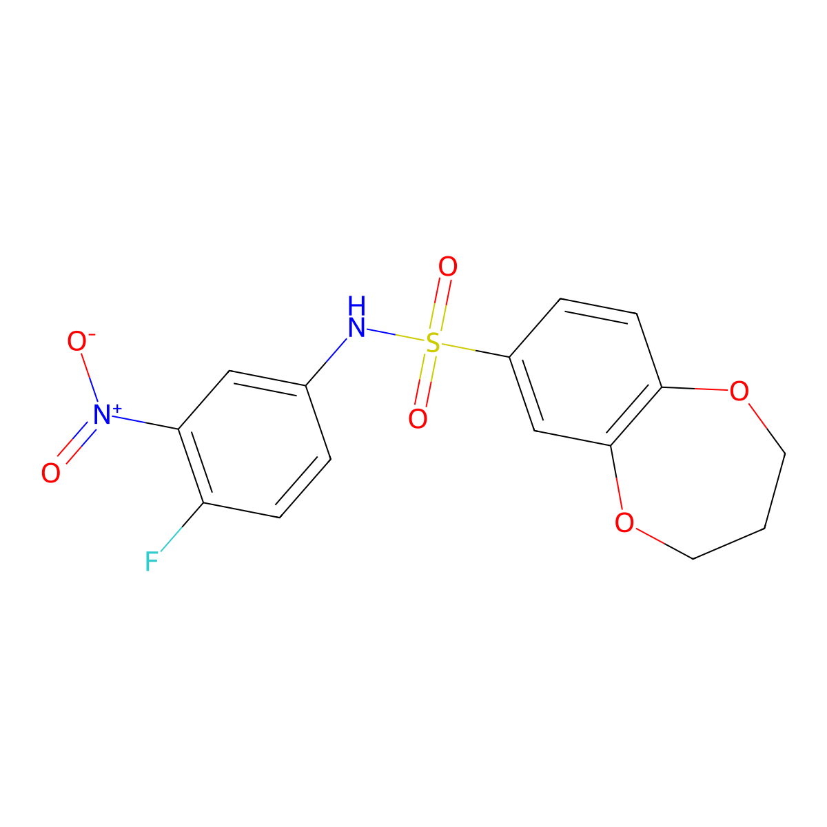 N-(4-fluoro-3-nitrophenyl)-3,4-dihydro-2H-1,5-benzodioxepine-7-sulfonamide molecular structure, CAS 790681-73-1