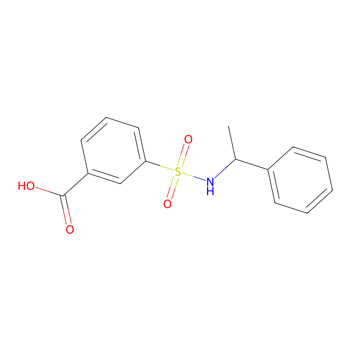3-[(1-Phenylethyl)sulfamoyl]benzoic acid molecular structure, CAS 790681-77-5