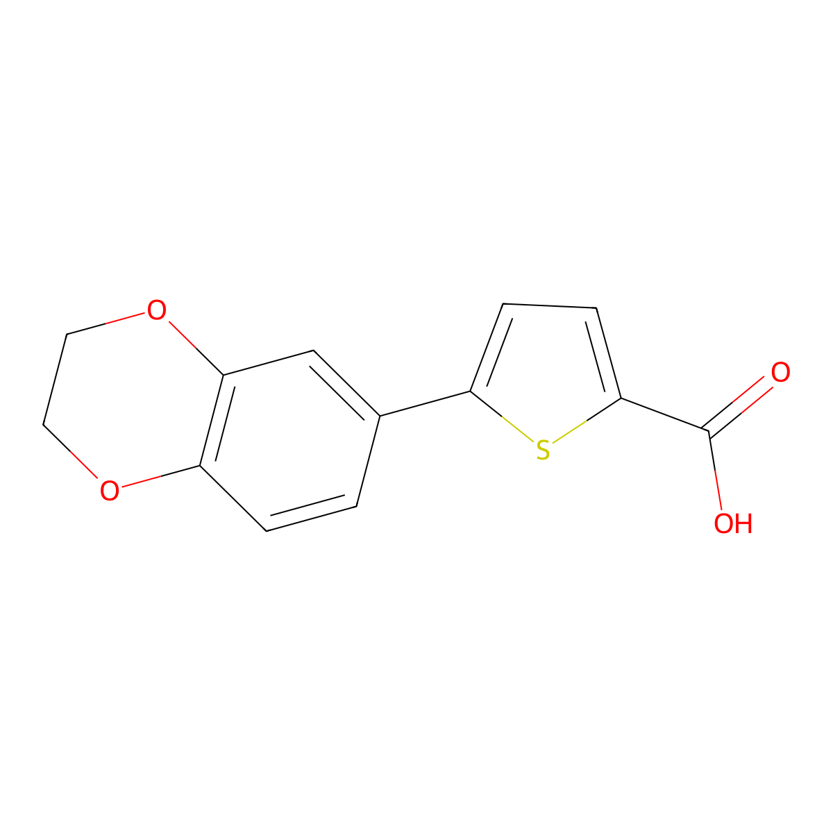 5-(2,3-Dihydro-1,4-benzodioxin-6-yl)thiophene-2-carboxylic acid molecular structure, CAS 790681-94-6