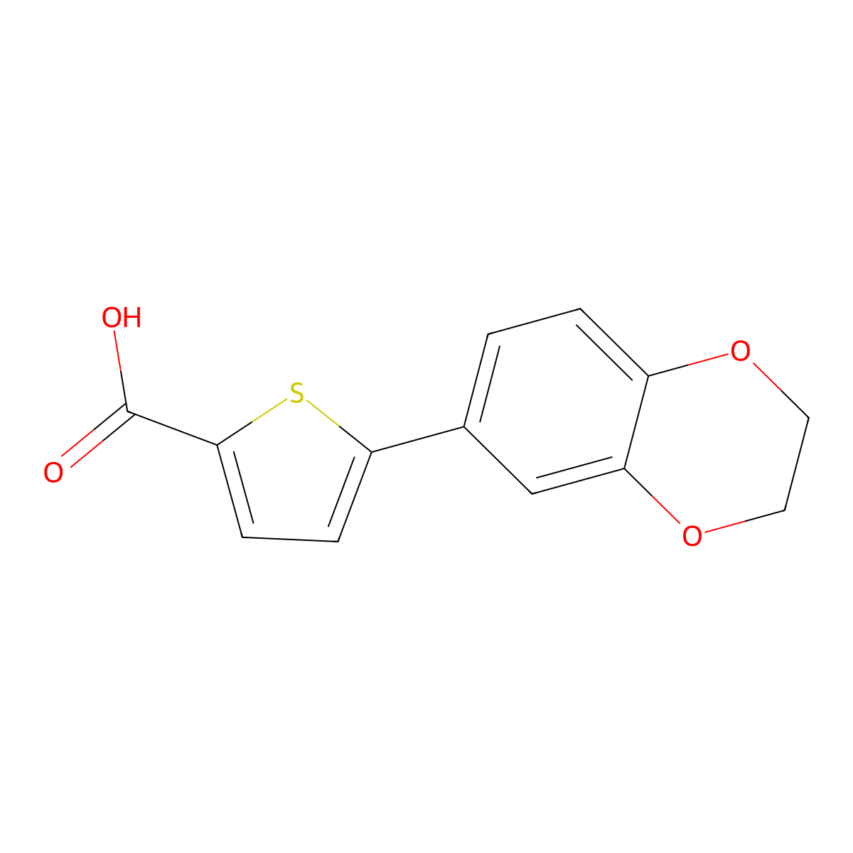 5-(2,3-Dihydro-1,4-benzodioxin-6-yl)thiophene-2-carboxylic acid molecular structure, CAS 790681-94-6