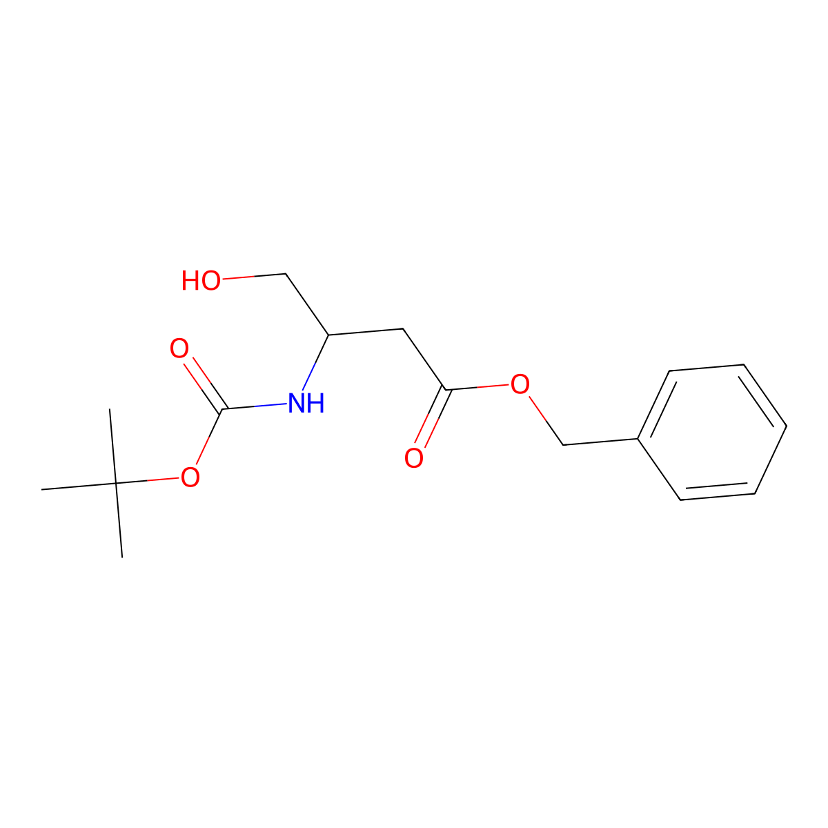 Phenylmethyl (3S)-3-[[(1,1-dimethylethoxy)carbonyl]amino]-4-hydroxybutanoate molecular structure, CAS 79069-16-2