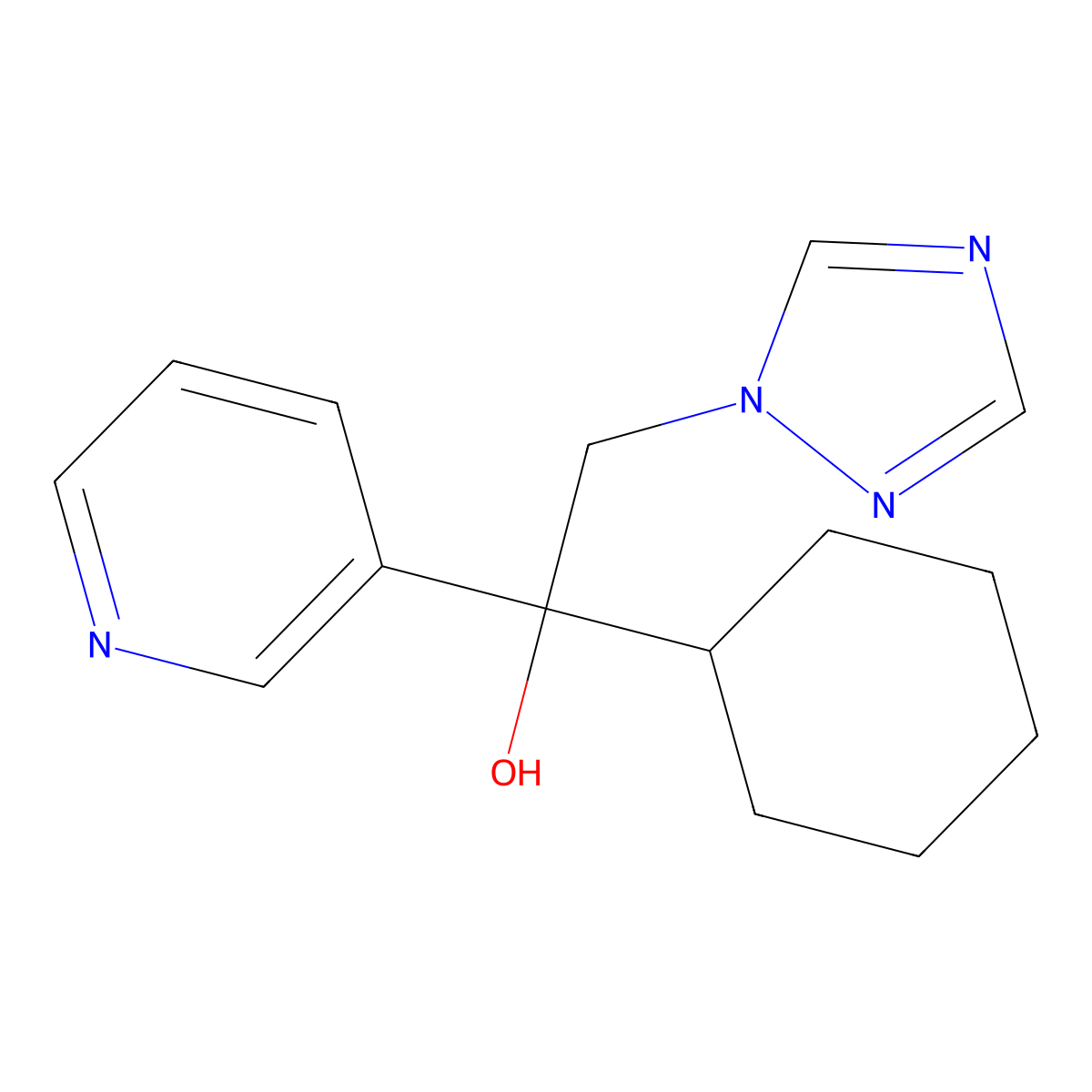 1-cyclohexyl-1-(pyridin-3-yl)-2-(1H-1,2,4-triazol-1-yl)ethanol molecular structure, CAS 790691-17-7