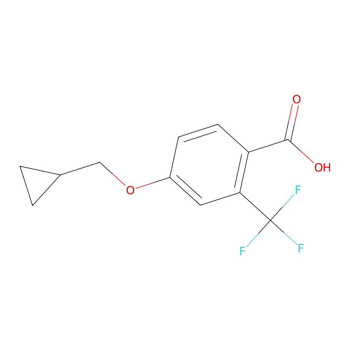 4-(Cyclopropylmethoxy)-2-(trifluoromethyl)benzoic acid molecular structure, CAS 790695-25-9