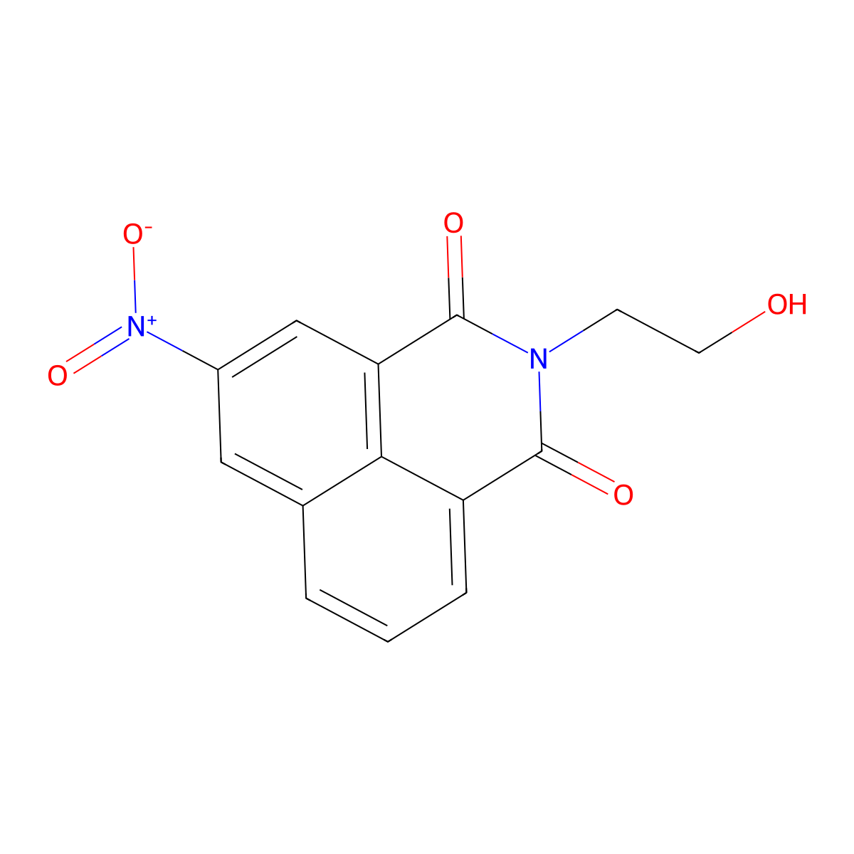 1H-Benz(de)isoquinoline-1,3(2H)-dione, 2-(2-hydroxyethyl)-5-nitro- molecular structure, CAS 79070-65-8