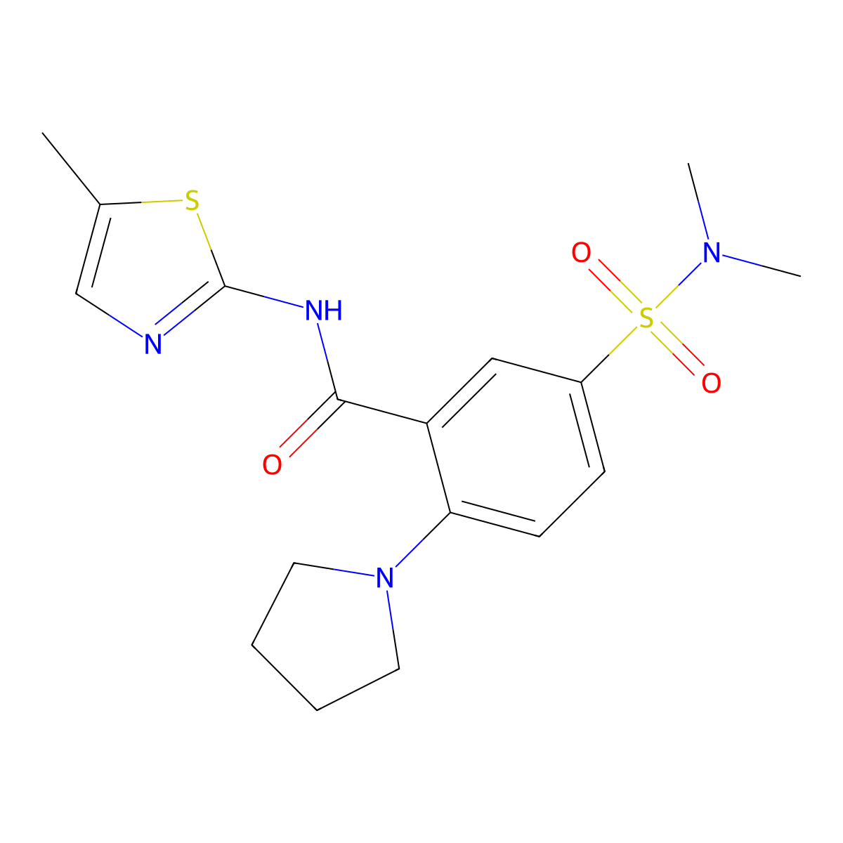 5-(dimethylsulfamoyl)-N-(5-methyl-1,3-thiazol-2-yl)-2-(pyrrolidin-1-yl)benzamide molecular structure, CAS 790702-57-7