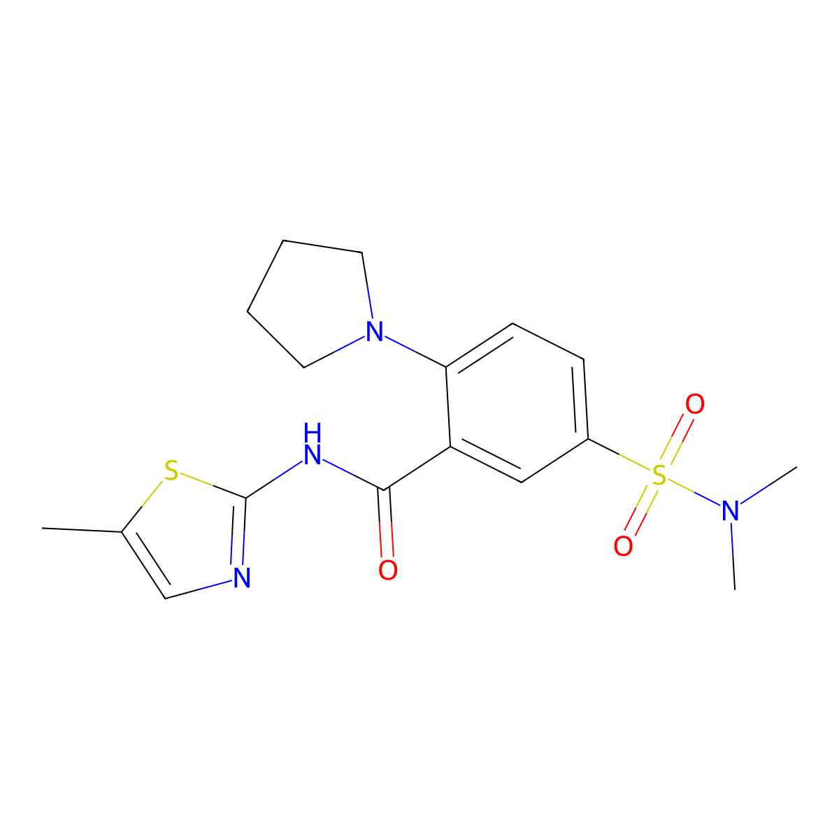 5-(dimethylsulfamoyl)-N-(5-methyl-1,3-thiazol-2-yl)-2-(pyrrolidin-1-yl)benzamide molecular structure, CAS 790702-57-7