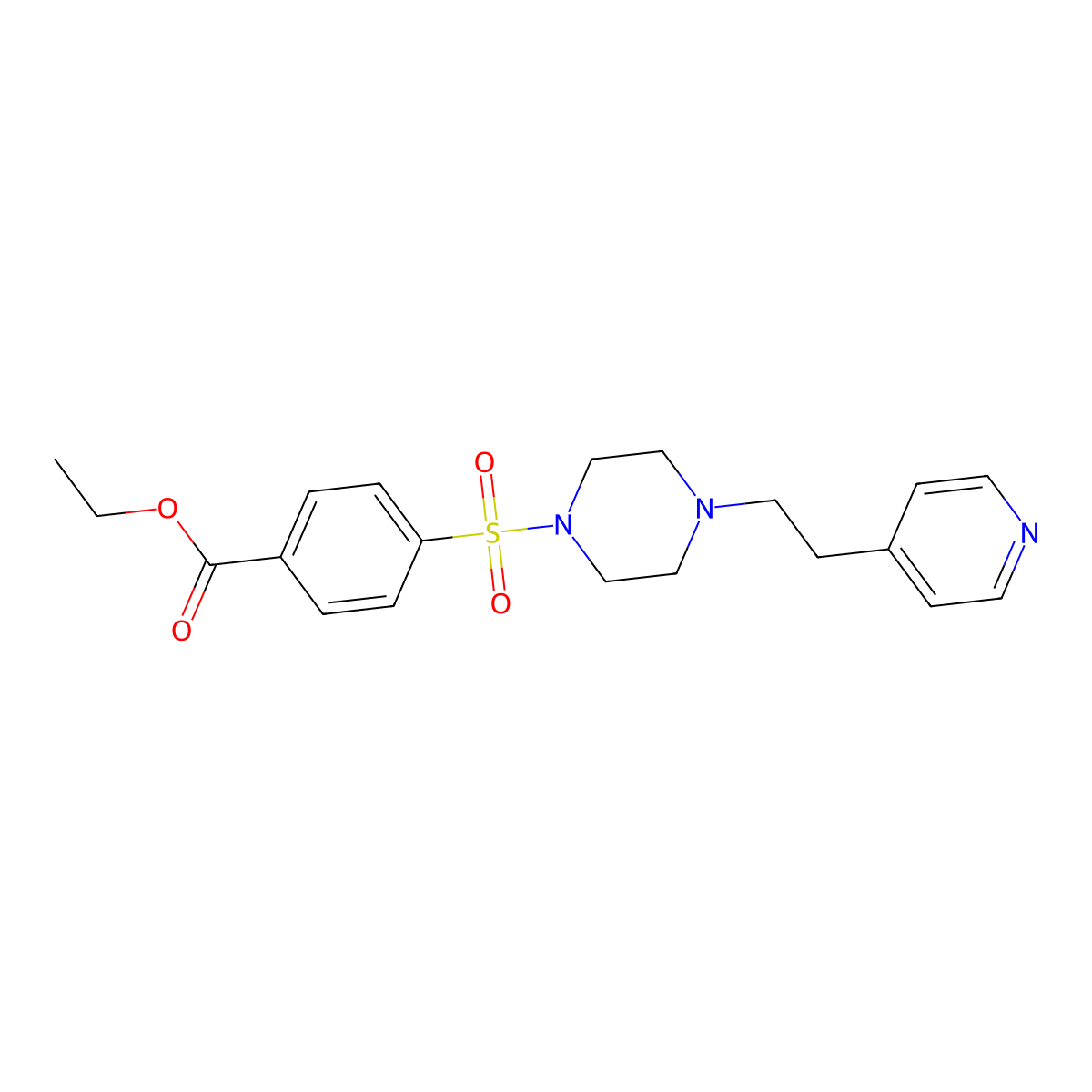 Ethyl 4-({4-[2-(pyridin-4-yl)ethyl]piperazin-1-yl}sulfonyl)benzoate molecular structure, CAS 790707-56-1