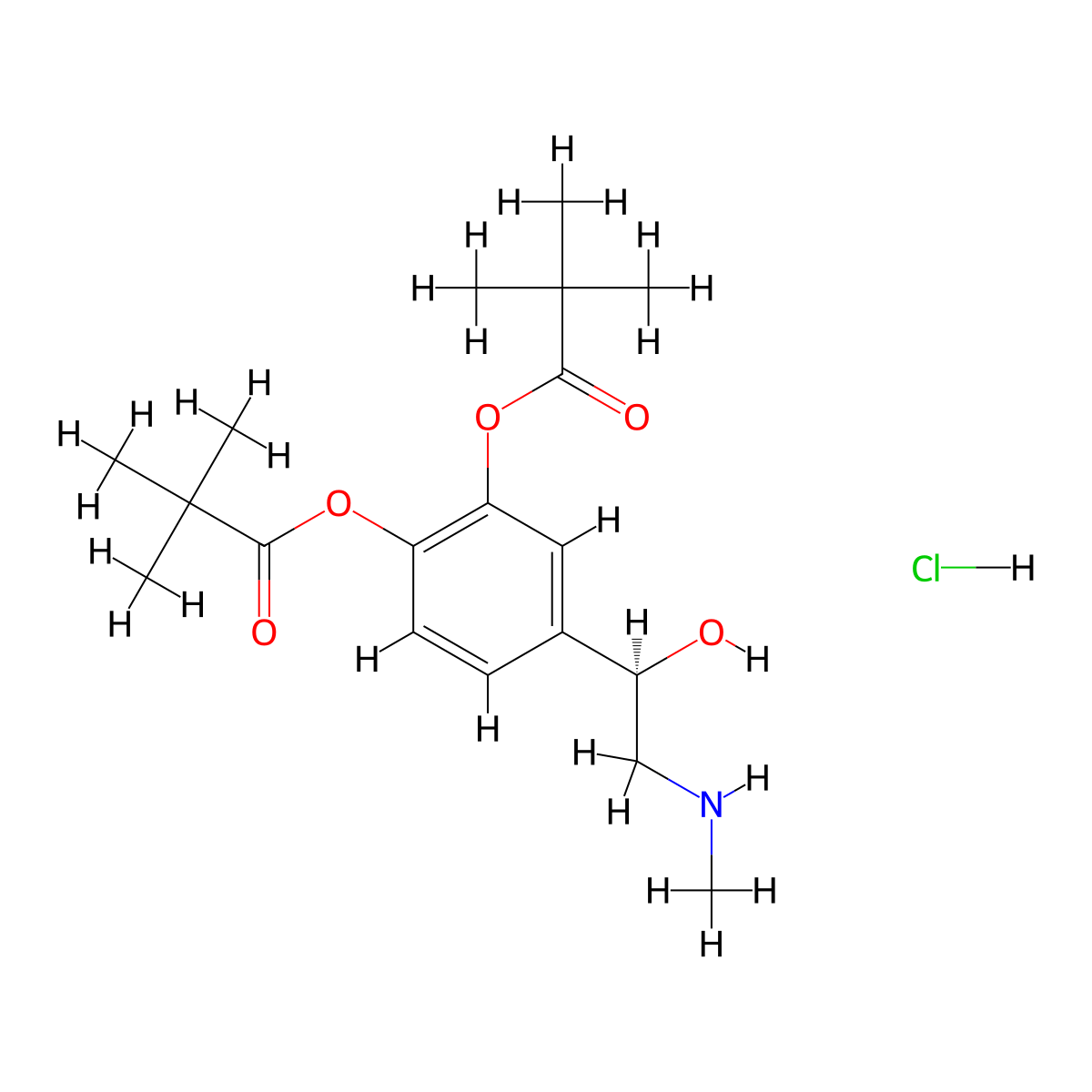 dipivefrine hydrochloride, (R)- molecular structure, CAS 79071-01-5