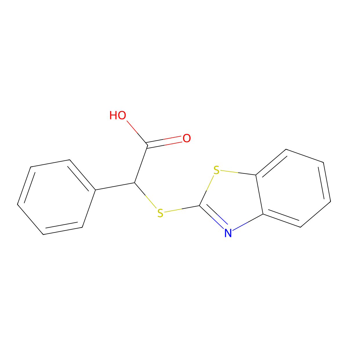 2-(1,3-Benzothiazol-2-ylsulfanyl)-2-phenylacetic acid molecular structure, CAS 79071-14-0