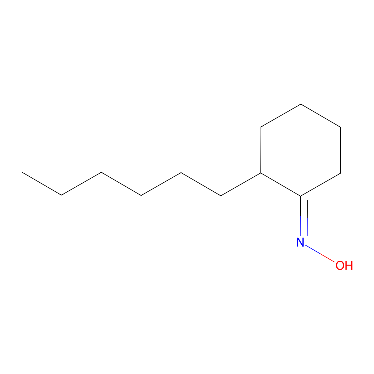 N-[(1Z)-2-hexylcyclohexylidene]hydroxylamine molecular structure, CAS 79071-31-1