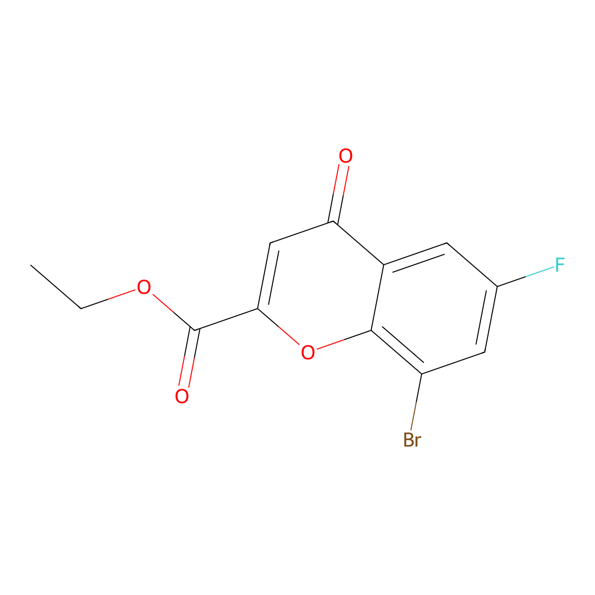 ethyl 8-bromo-6-fluoro-4-oxo-4H-chromene-2-carboxylate molecular structure, CAS 790710-81-5