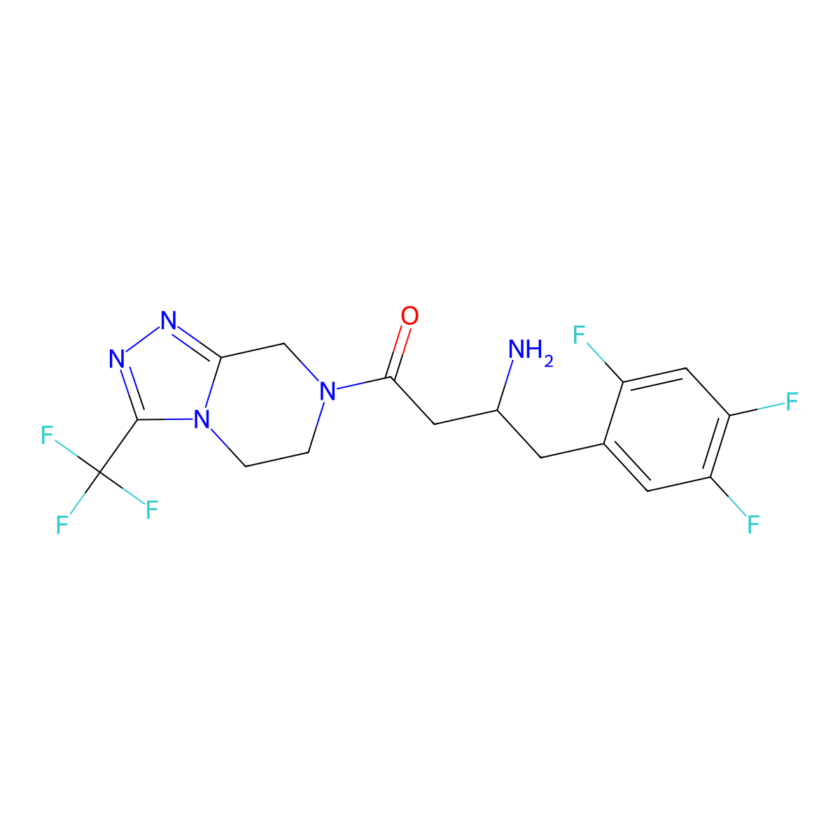 3-Amino-1-(3-(trifluoromethyl)-5,6-dihydro(1,2,4)triazolo(4,3-a)pyrazin-7(8H)-yl)-4-(2,4,5-trifluorophenyl)butan-1-one molecular structure, CAS 790712-60-6